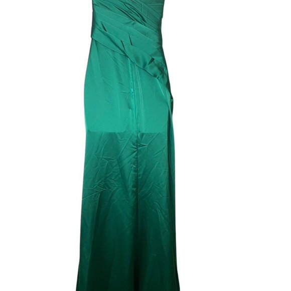 Mac Duggal Green 20585 Strapless Bow Front Gown Formal Taffeta Dress Size 16 NWT - Picture 3 of 6